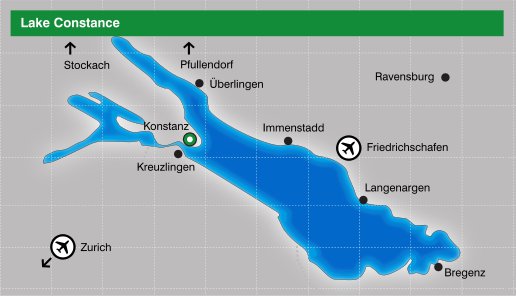 lake constance map showing major villages