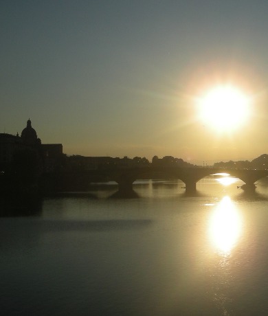 sunrise on the river, florence, tuscany