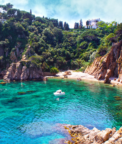 cliffs, cove, summer holiday villas on catalan costa brava