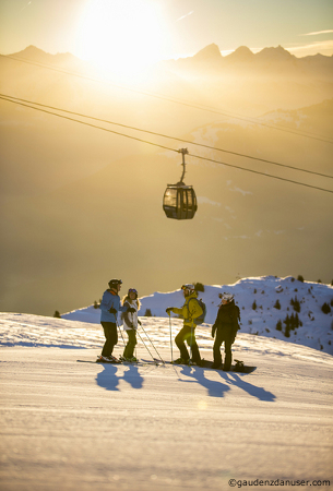 flims ski holidays, sunset on the slopes 