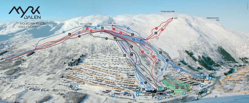 Piste map for Myrkdalen