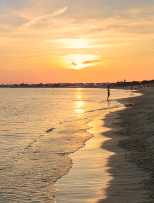 Porto Cesareo beach villas at sunset