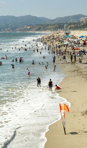 sunset at santa monica, California