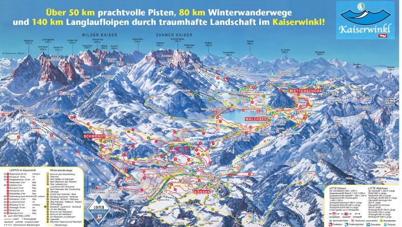 kaiserwinkel area and piste map